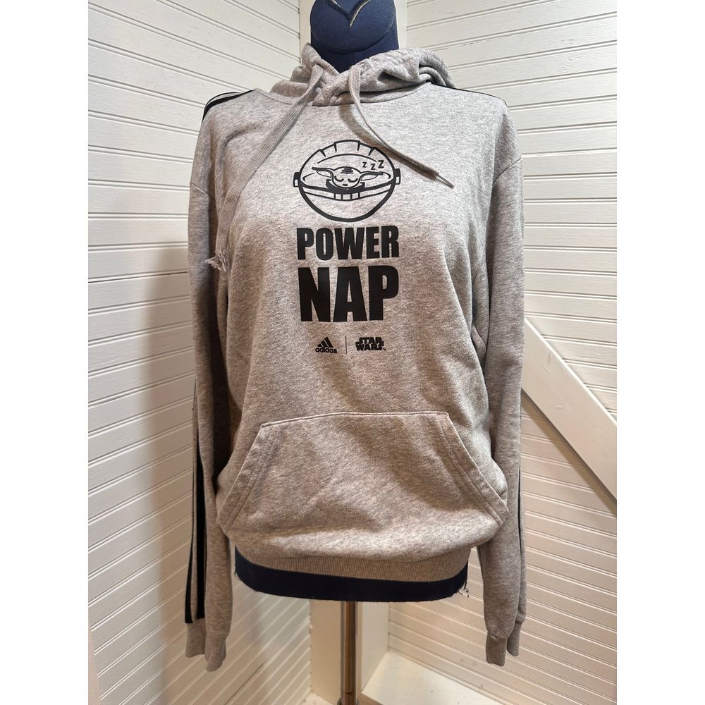Adidas‎ Star Wars collab hoodie size small Baby Yoda "Power Nap" UNISEX Sweater
